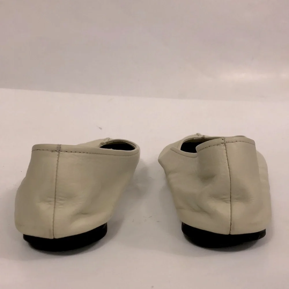 Zara 40 (9-9.5 USA) Ballet Flat Shoes Cream Bone Leather Excellent Condition - Picture 6 of 9